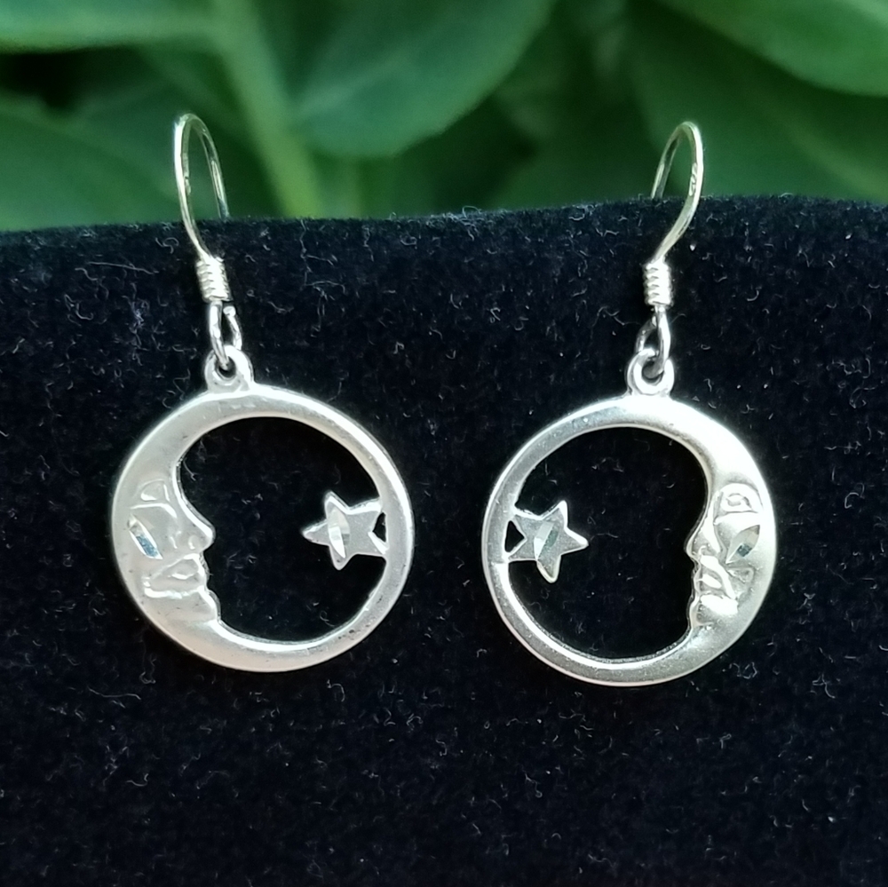Sterling Moon Star Earrings